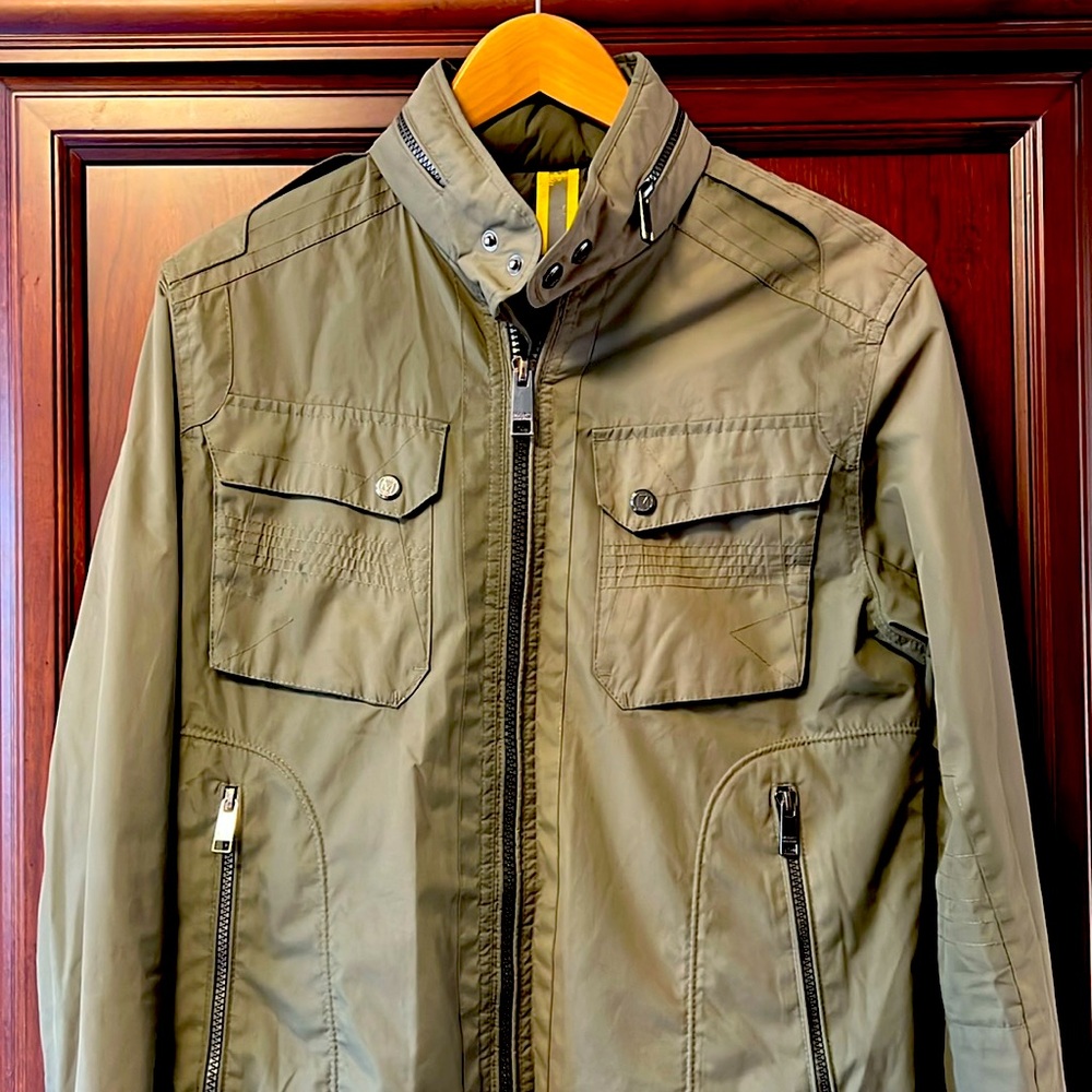 Cool Andrew MARC NEW YORK Military Look Green Bomber Utility Lightweight Jacket!